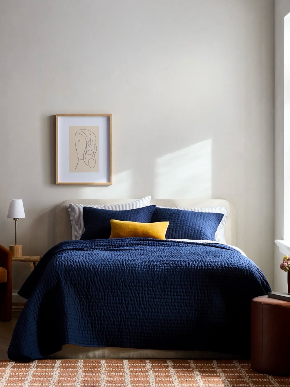 European Double Sided King/Cal King Quilt (ONLY) in Navy - Retail $170